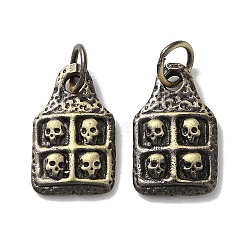 Tibetan Style Brass Pendants, Cadmium Free & Lead Free, Skull, Antique Bronze, 16x9.5x2.5mm, Hole: 4mm(KK-M284-41AB)