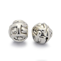CCB Plastic Carved Beads, Round, Antique Silver, 22mm, Hole: 2mm(CCB-J027-15AS)