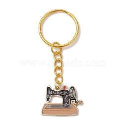 Alloy Enamel Keychain Pendant, Sewing Machine, Black, 7cm(KEYC-JKC00744-01)