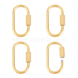 Ion Plating(IP) 304 Stainless Steel Screw Carabiner Lock Charms, Oval Keychain Clasps for Necklaces Making, Golden, 26x14x4mm, Screw: 8x4mm, 4pcs/box(STAS-UN0047-24G)