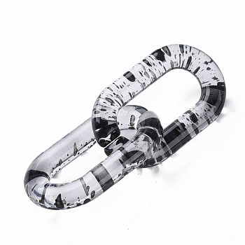 Transparent Acrylic Linking Rings, Quick Link Connectors, for Cable Chains Making, Oval, Black, 27x16.5x4mm, Inner Diameter: 7.5x18mm
