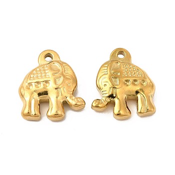 Ion Plating(IP) 304 Stainless Steel Pendant Rhinestone Settings, Elephant, Golden, Fit for Rhinestone: 1mm, 17x14.5x4.5mm, Hole: 1.6mm