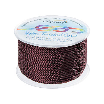 Olycraft Nylon Threads, Milan Cords/Twisted Cords, Coconut Brown, 1.5~2mm, about 50m/roll