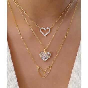 Alloy Pendant Layered Chain Necklaces for Women, Golden, Heart, 17.72 inch(45cm)