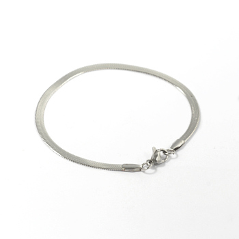 304 Stainless Steel Bracelets, Herringbone Chain Bracelets, with Lobster Claw Clasps, Stainless Steel Color, 180x3x0.5mm(7.08 inch)