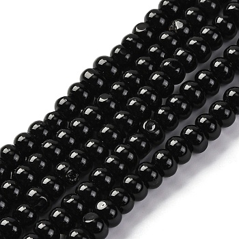 Natural Black Agate(Dyed & Heated) Beads Strands, Rondelle, 6.5x4mm, Hole: 1mm, about 95pcs/strand, 15.75''(40cm)