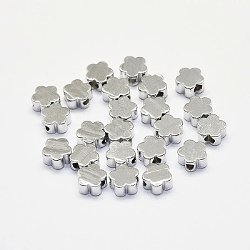 Long-Lasting Plated Brass Beads, Real Platinum Plated, Nickel Free, Flower, 5x5x2.5mm, Hole: 1.5mm