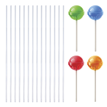 200Pcs Acrylic Dowel Rods, Round Acrylic Craft Sticks, for Lollipop, Cake Topper, Clay Craft, Clear, 25.1x0.3cm