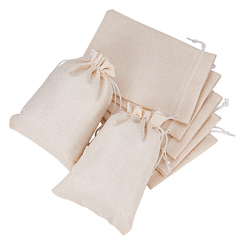 Burlap Packing Pouches Drawstring Bags, Light Goldenrod Yellow, 18x13cm