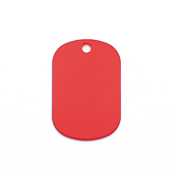Colored Aluminum Pendants, Laser Cut, Double Sided Dog Pet Name Phone Number ID Tag Charm, Oval, Red, 50x29x1mm, Hole: 3mm