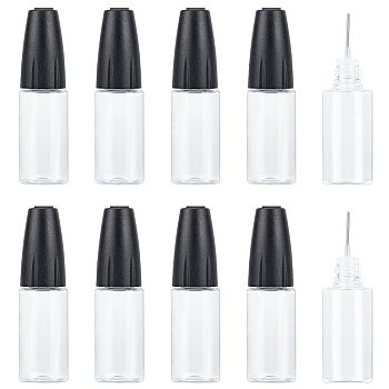 PET Tip Applicator Bottles, 10ml Precision Needle Tip Applicator Bottles Glue Bottle Squeeze Bottle for UV Resin, Glue, Artwork, Black, 2x7.3cm, Capacity: 10ml(0.34fl. oz)