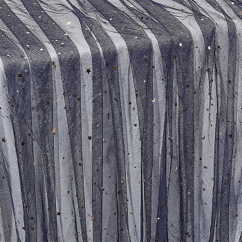 Polyester Gauze Fabric, for Garment Accessories, Star Pattern, Midnight Blue, 1880x0.2mm, about 10 yards/pc