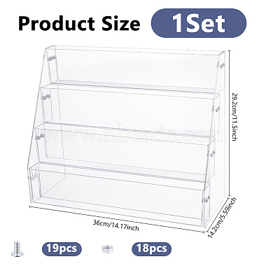 4-Tier Acrylic & PVC Organizer Display Riser Holder for Postcards Brooches(ODIS-WH0108-041B)-2