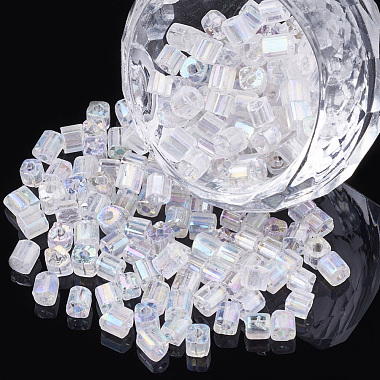3mm Clear AB Cube Glass Beads