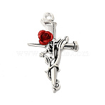 Alloy Pendants, Cross, Antique Silver, 38x23x5.5mm, Hole: 2mm(X1-FIND-C023-04AS)