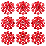 20pcs Alloy Rhinestone Cabochons, with Plastic Imitation Peals, Flower, Golden, Red, 27.5x28x9mm(ALRI-GA0001-08B)