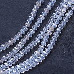 Electroplate Glass Beads Strands, AB Color Plated, Faceted, Rondelle, Clear AB, 2.3~2.7x2mm, Hole: 0.4mm, about 135~140pcs/strand, 26~27cm(EGLA-A034-T1mm-B02)