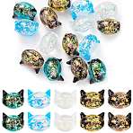20Pcs 5 Colors Handmade Foil Lampwork Beads, Cat, Mixed Color, 13x15x11~11.5mm, Hole: 1.2~1.6mm, 4pcs/color(FOIL-SZ0001-02)