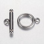 Tarnish Resistant 304 Stainless Steel Toggle Clasps, Ring, Stainless Steel Color, Ring: 17x13x2mm, Hole: 2mm, Bar: 22x7x3mm, Hole: 2mm(STAS-D438-32)