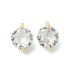 Brass Micro Pave Cubic Zirconia Charms, Flat Round, Real 14K Gold Plated, 11x8x5mm, Hole: 1.6mm(KK-B166-09G)