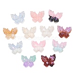 UV Plating Transparent Resin Beads, Iridescent, Butterfly with Glitter Powder, Two Tone, Mixed Color, 16.5x20x10mm, Hole: 2mm(RE-CBAC4C7-02)