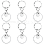6Pcs Alloy Keychain Clasps, with Heart Charms, Platinum, 26mm(FIND-SC0014-43P)