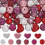 56Pcs Valentine's Day Themed Polymer Clay Pave Good Quality Rhinestone Beads, Heart & Round, Mixed Color, 10x13x9mm, Hole: 1.2mm, 4 colors, 2pcs/color, 8pcs(RB-SC0001-20)