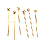 304 Stainless Steel Head Pins, Ion Plating(IP), Real 18K Gold Plated, 18mm, Head: 2mm, 100pcs/set(STAS-T065-18mm-20G)