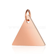 201 Stainless Steel Charms, Manual Polishing, Triangle, Rose Gold, 13x15x1mm, Hole: 3.5mm(STAS-S105-T631-3)