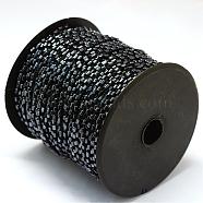 Plated Bugle Bead Cords, with Polyester Cords, with Random Color Spools and Nylon Cords, Round Hole, Black, 1.5~3x1.5~2mm, about 100yards/roll(300 feet/roll)(OCOR-R041-K03)