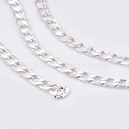 Brass Cuban Link Chains, Curb Chains, Diamond Cut Chains, Unwelded, Faceted, Lead Free & Cadmium Free, Silver Color Plated,6x4x1mm, about 6.56 Feet(2m)/roll(X-CHC-S101-S)