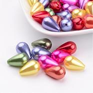 ABS Plastic Imitation Pearl, Drop, Mixed Color, 16x10mm, Hole: 1mm, about 600pcs/pound(MACR-G003-M)