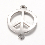 201 Stainless Steel Links connectors, Peace Sign, Stainless Steel Color, 22x16x1mm, Hole: 1.5mm(X-STAS-S059-22B)