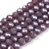 Electroplate Glass Beads Strands, Pearl Luster Plated, Faceted, Rondelle, Old Rose, 3x2mm, Hole: 0.8mm, about 145~150pcs/strand, 34~35cm(EGLA-A034-P2mm-A01)
