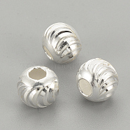 925 Sterling Silver Beads, Fancy Cut Round, Silver, 6x5mm, Hole: 2mm(X-STER-S002-16-6mm)