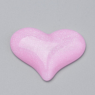 Glitter Resin Cabochons, Heart, Pink, 24.5x32x6mm(CRES-Q197-32D)