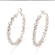 Brass Hoop Earrings, Long-Lasting Plated, Round Ring, Real Platinum Plated, 41x5mm, Pin: 0.6mm(EJEW-F273-05P)