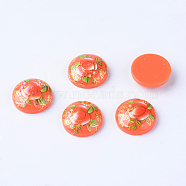 Printed Resin Cabochons, Half Round, Tomato, 24~25x6.5mm(CRES-T002-25mm-04)