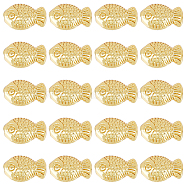 Brass Beads, Long-Lasting Plated, Fish, Golden, 10x7x4mm, Hole: 1mm, 100pcs/box(KK-HY0001-34)