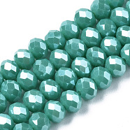 Electroplate Glass Beads Strands, Pearl Luster Plated, Faceted, Rondelle, Light Sea Green, 2.9~3.3x2mm, Hole: 0.8mm, about 148~150pcs/strand, 39.5~40cm(EGLA-A044-P2mm-A31)