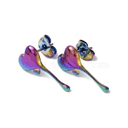 Ion Plating(IP) 304 Stainless Steel Melting Heart Stud Earrings for Women, Rainbow Color, 18x9mm, Pin: 0.7mm(EJEW-F300-14MC)
