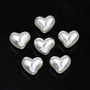 ABS Plastic Imitation Pearl Beads, Heart, Creamy White, 14x17x13mm, Hole: 3mm, about 335pcs/500g(OACR-N008-139)