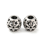 316 Surgical Stainless Steel  Beads, Snowflake, Antique Silver, 10x9mm, Hole: 4mm(STAS-Q304-18AS)