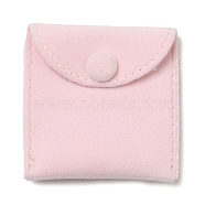 Velvet Jewelry Bags, Jewelry Storage Pouches with Snap Button, Square, Misty Rose, 7x7x1cm(TP-M002-01A-04)