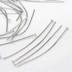 Iron Flat Head Pins, Cadmium Free & Nickel Free & Lead Free, Platinum, 50x0.75~0.8mm, 20 Gauge, about 2100pcs/500g, Head: 2mm(IFIN-R217-0.7x50-P-NF)