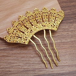 Brass Hair Comb Findings, Alloy Fan Shaped, Golden, 36x90mm(OHAR-PW0001-402G)