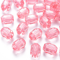 Transparent Acrylic Beads, Oval, Faceted, Pink, 14x10x10mm, Hole: 2mm, about 377pcs/500g(TACR-S154-24A-26)