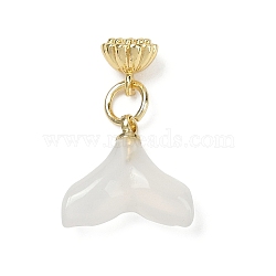 Natural White Agate Charms, with Brass Findings, Real 14K Gold Plated, Whale Tail, 6.5x6x6mm, Hole: 3.5mm(KK-Z094-04G-03)