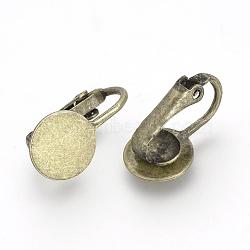 Iron Clip-on Earring Settings, with Round Flat Pad, Flat Round, Antique Bronze, Tray: 10mm, 18x10x9.5mm(KK-R071-05AB)