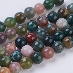 Natural Indian Agate Beads Strands, Round, 8mm, Hole: 1mm, about 24pcs/strand, 7.6 inch(G-G515-8mm-05)